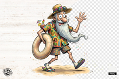 Whimsical Summer Beach Grandpa PNG - Beach Clipart Product Image 1