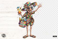 Whimsical Summer Beach Grandma PNG - Beach Clipart Product Image 1