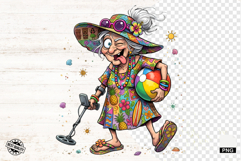 Whimsical Summer Beach Grandma PNG - Beach Clipart Product Image 1