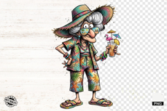 Whimsical Summer Beach Grandma PNG - Beach Clipart Product Image 1