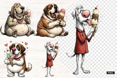 Whimsical Dogs &amp; Ice Cream PNG - Dogs Clipart Product Image 1