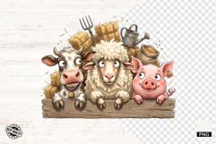 Whimsical Peeking Farm Animals PNG Product Image 1