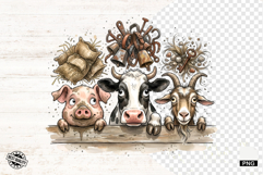 Whimsical Peeking Farm Animals PNG Product Image 1
