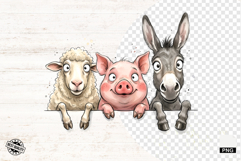 Whimsical Peeking Farm Animals PNG Product Image 1