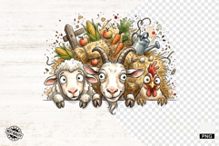Whimsical Peeking Farm Animals PNG Product Image 1