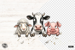 Whimsical Peeking Farm Animals PNG Product Image 1