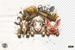 Whimsical Peeking Farm Animals PNG Product Image 1