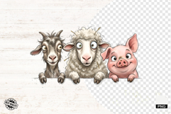 Whimsical Peeking Farm Animals PNG Product Image 1
