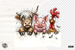 Whimsical Peeking Farm Animals PNG Product Image 1