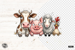 Whimsical Peeking Farm Animals PNG Product Image 1