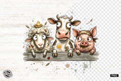 Whimsical Peeking Farm Animals PNG Product Image 1