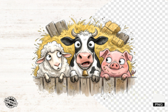 Whimsical Peeking Farm Animals PNG Product Image 1