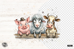 Whimsical Peeking Farm Animals PNG Product Image 1