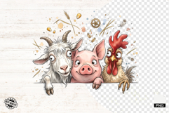 Whimsical Peeking Farm Animals PNG Product Image 1