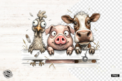 Whimsical Peeking Farm Animals PNG Product Image 1