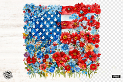 4th Of July Floral American Flag Png Product Image 1