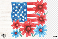 4th Of July Floral American Flag Png Product Image 1