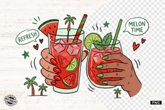 Summer Watermelon Drinks PNG - Summer Clipart Product Image 1