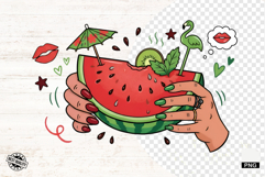Summer Watermelon Drinks PNG - Summer Clipart Product Image 1