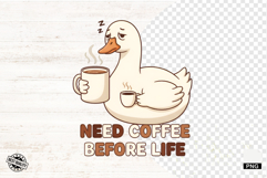 Cute Goose Drink Coffee Shirt Png - Goose Clipart Product Image 1