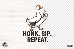 Cute Goose Drink Coffee Shirt Png - Goose Clipart Product Image 1