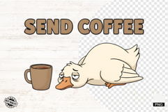 Cute Goose Drink Coffee Shirt Png - Goose Clipart Product Image 1