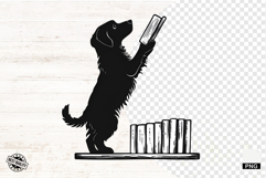 Dog Silhouette Love Reading Png - Dog Clipart Product Image 1