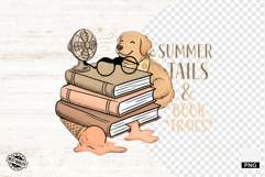 Summer Dog Reading Png Sublimation - Summer Dog Clipart Product Image 1