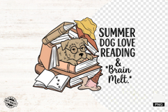 Summer Dog Reading Png Sublimation - Summer Dog Clipart Product Image 1