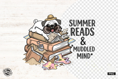 Summer Dog Reading Png Sublimation - Summer Dog Clipart Product Image 1