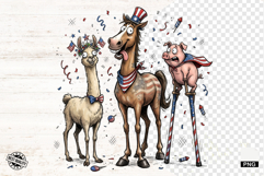 Whimsical Patriotic Farm Animals - Funny Animals Clipart Product Image 1