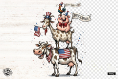Whimsical Patriotic Farm Animals - Funny Animals Clipart Product Image 1