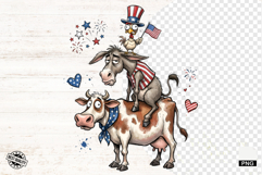 Whimsical Patriotic Farm Animals - Funny Animals Clipart Product Image 1