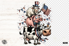 Whimsical Patriotic Farm Animals - Funny Animals Clipart Product Image 1