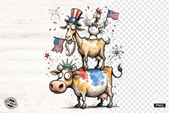 Whimsical Patriotic Farm Animals - Funny Animals Clipart Product Image 1