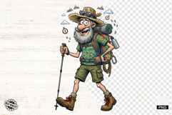 Whimsical Hiking Summer Grandpa PNG - Hiking Clipart Product Image 1