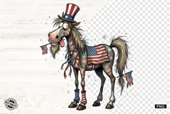 Whimsical Patriotic Horse - Funny Horse Clipart Product Image 1