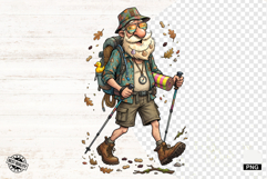 Whimsical Hiking Summer Grandpa PNG - Hiking Clipart Product Image 1
