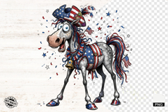 Whimsical Patriotic Horse - Funny Horse Clipart Product Image 1