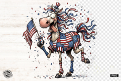 Whimsical Patriotic Horse - Funny Horse Clipart Product Image 1