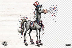 Whimsical Patriotic Horse - Funny Horse Clipart Product Image 1
