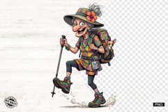 Whimsical Hiking Summer Grandma PNG - Hiking Clipart Product Image 1