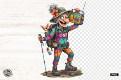 Whimsical Hiking Summer Grandma PNG - Hiking Clipart Product Image 1