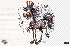 Whimsical Patriotic Horse - Funny Horse Clipart Product Image 1