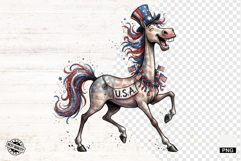 Whimsical Patriotic Horse - Funny Horse Clipart Product Image 1