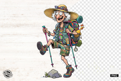 Whimsical Hiking Summer Grandma PNG - Hiking Clipart Product Image 1