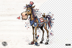 Whimsical Patriotic Horse - Funny Horse Clipart Product Image 1