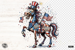 Whimsical Patriotic Horse - Funny Horse Clipart Product Image 1