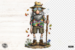 Whimsical Hiking Summer Grandpa PNG - Hiking Clipart Product Image 1