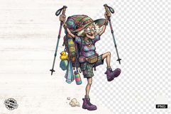 Whimsical Hiking Summer Grandma PNG - Hiking Clipart Product Image 1